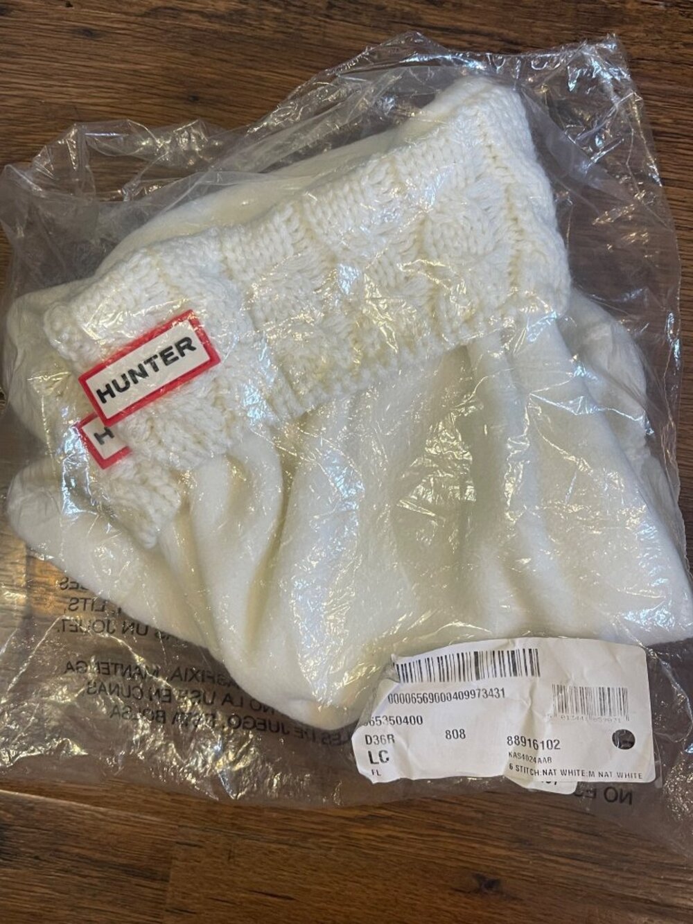 New Hunter Boots Welly Cable Knit Boot Socks Girls XL (4-6) Cream - Picture 5 of 5